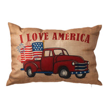 Load image into Gallery viewer, 18"L Faux Burlap Patriotic Truck Pillow