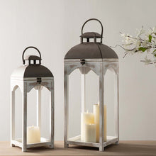 Load image into Gallery viewer, Set of 2 Modern Farmhouse Wooden Lantern