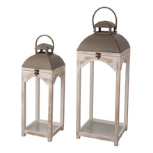 Load image into Gallery viewer, Set of 2 Modern Farmhouse Wooden Lantern