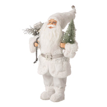 Load image into Gallery viewer, 18"H Christmas Santa Figurine With White Faux Fur Suit