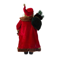 Load image into Gallery viewer, 18"H Christmas Santa Claus Figurine With Traditional Red Velvet Suit