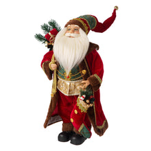 Load image into Gallery viewer, 18"H Christmas Santa Claus Figurine With Traditional Red Velvet Suit