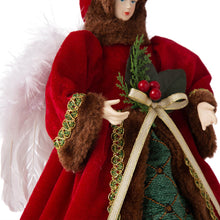 Load image into Gallery viewer, 12"H Christmas Red Velvet Angel Tree Topper