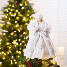 Load image into Gallery viewer, 12"H Christmas Angel Tree Topper With White Faux Fur Dress