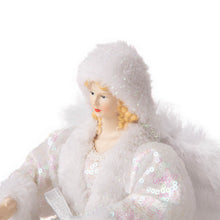 Load image into Gallery viewer, 12"H Christmas Angel Tree Topper With White Faux Fur Dress