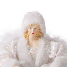 Load image into Gallery viewer, 12"H Christmas Angel Tree Topper With White Faux Fur Dress