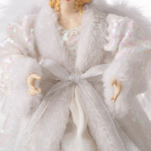 Load image into Gallery viewer, 12"H Christmas Angel Tree Topper With White Faux Fur Dress