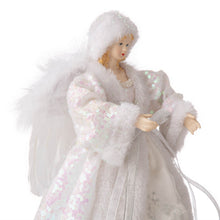 Load image into Gallery viewer, 12"H Christmas Angel Tree Topper With White Faux Fur Dress