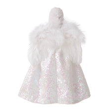 Load image into Gallery viewer, 12"H Christmas Angel Tree Topper With White Faux Fur Dress