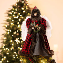 Load image into Gallery viewer, 16"H Christmas Red Plaid Angel Tree Topper