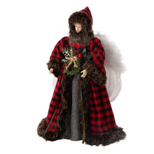 Load image into Gallery viewer, 16"H Christmas Red Plaid Angel Tree Topper