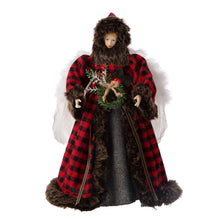 Load image into Gallery viewer, 16"H Christmas Red Plaid Angel Tree Topper
