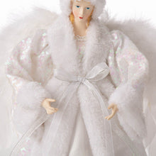 Load image into Gallery viewer, 16"H Christmas Angel Tree Topper With White Faux Fur Dress