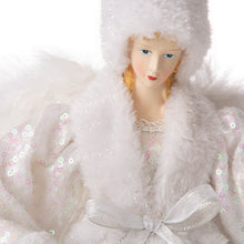 Load image into Gallery viewer, 16"H Christmas Angel Tree Topper With White Faux Fur Dress
