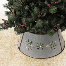 Load image into Gallery viewer, 26"D Snowflake Die Cut Metal Tree Collar with Light String