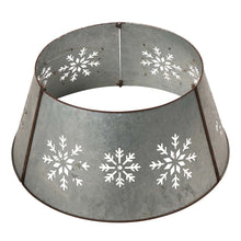Load image into Gallery viewer, 26"D Snowflake Die Cut Metal Tree Collar with Light String