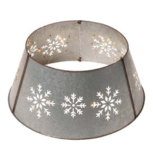 Load image into Gallery viewer, 26"D Snowflake Die Cut Metal Tree Collar with Light String