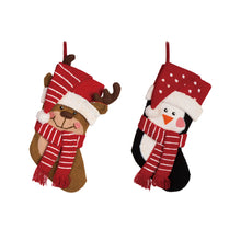 Load image into Gallery viewer, 3D Hooked Stocking, Penguin & Reindeer, Set of 2