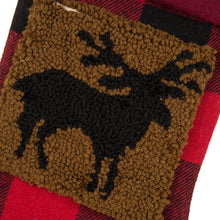 Load image into Gallery viewer, Plaid Stocking With Rug Hooked Stocking(Reindeer& Bear),Set of 2