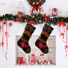 Load image into Gallery viewer, 2PK Plaid Stocking w/Rug Hooked (Bear)