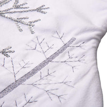 Load image into Gallery viewer, 21"L White Fleece with Christmas Tree and Snowflake Stocking