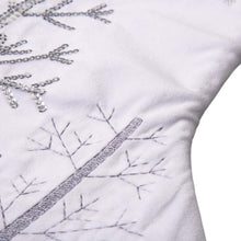 Load image into Gallery viewer, 21"L White Fleece with Christmas Tree and Snowflake Stocking