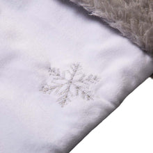 Load image into Gallery viewer, 21"L White Fleece with Christmas Tree and Snowflake Stocking