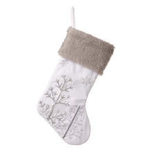 Load image into Gallery viewer, 21"L White Fleece with Christmas Tree and Snowflake Stocking