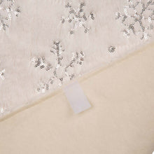 Load image into Gallery viewer, 48"D White Plush with Snowflake Christmas Tree Skirt