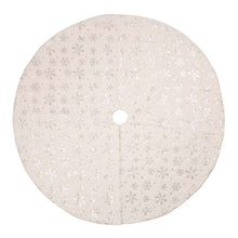 Load image into Gallery viewer, 48"D White Plush with Snowflake Christmas Tree Skirt
