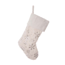 Load image into Gallery viewer, 21"L White Plush with Snowflake Christmas Stocking
