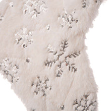 Load image into Gallery viewer, 21"L White Plush with Snowflake Christmas Stocking