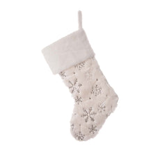 Load image into Gallery viewer, 21"L White Plush with Snowflake Christmas Stocking