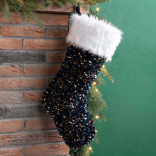 Load image into Gallery viewer, 21"L Navy Blue Sequin Christmas Stocking