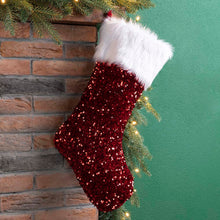Load image into Gallery viewer, 21"L Red Sequin Christmas Stocking
