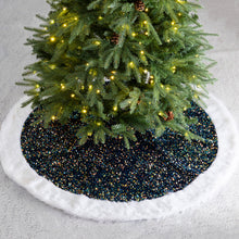 Load image into Gallery viewer, 48"D Navy Blue Sequin Christmas Tree Skirt