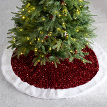 Load image into Gallery viewer, 48"D Red Sequin Christmas Tree Skirt