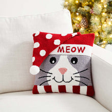 Load image into Gallery viewer, 14"L Hooked 3D Cat Meow Throw Pillow