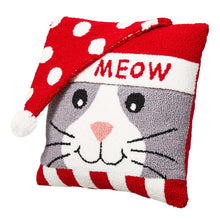 Load image into Gallery viewer, 14"L Hooked 3D Cat Meow Throw Pillow