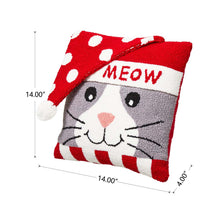Load image into Gallery viewer, 14"L Hooked 3D Cat Meow Throw Pillow