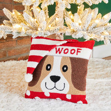 Load image into Gallery viewer, 14"L Hooked 3D Dog Woof Throw Pillow