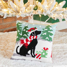 Load image into Gallery viewer, 14"L Hooked Christmas Dog Throw Pillow