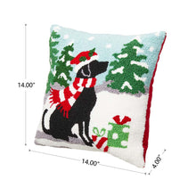 Load image into Gallery viewer, 14"L Hooked Christmas Dog Throw Pillow