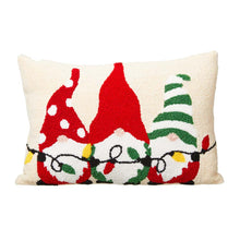 Load image into Gallery viewer, 18"L Hooked Christmas Gnomes Throw Pillow