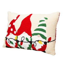 Load image into Gallery viewer, 18"L Hooked Christmas Gnomes Throw Pillow