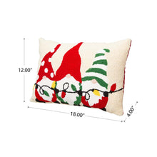 Load image into Gallery viewer, 18"L Hooked Christmas Gnomes Throw Pillow