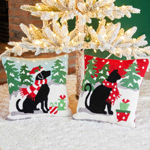 Load image into Gallery viewer, 14"L Hooked Christmas Dog & Cat Throw Pillow, Set of 2