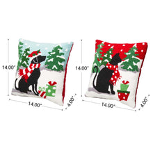 Load image into Gallery viewer, 14"L Hooked Christmas Dog & Cat Throw Pillow, Set of 2
