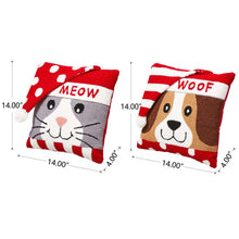 Load image into Gallery viewer, 14"L Hooked 3D Meow & Woof Throw Pillows, Set of 2