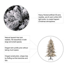 Load image into Gallery viewer, 6ft Pre-Lit Snow Flocked Slim Fir Artificial Christmas Tree with 300 Warm White Lights